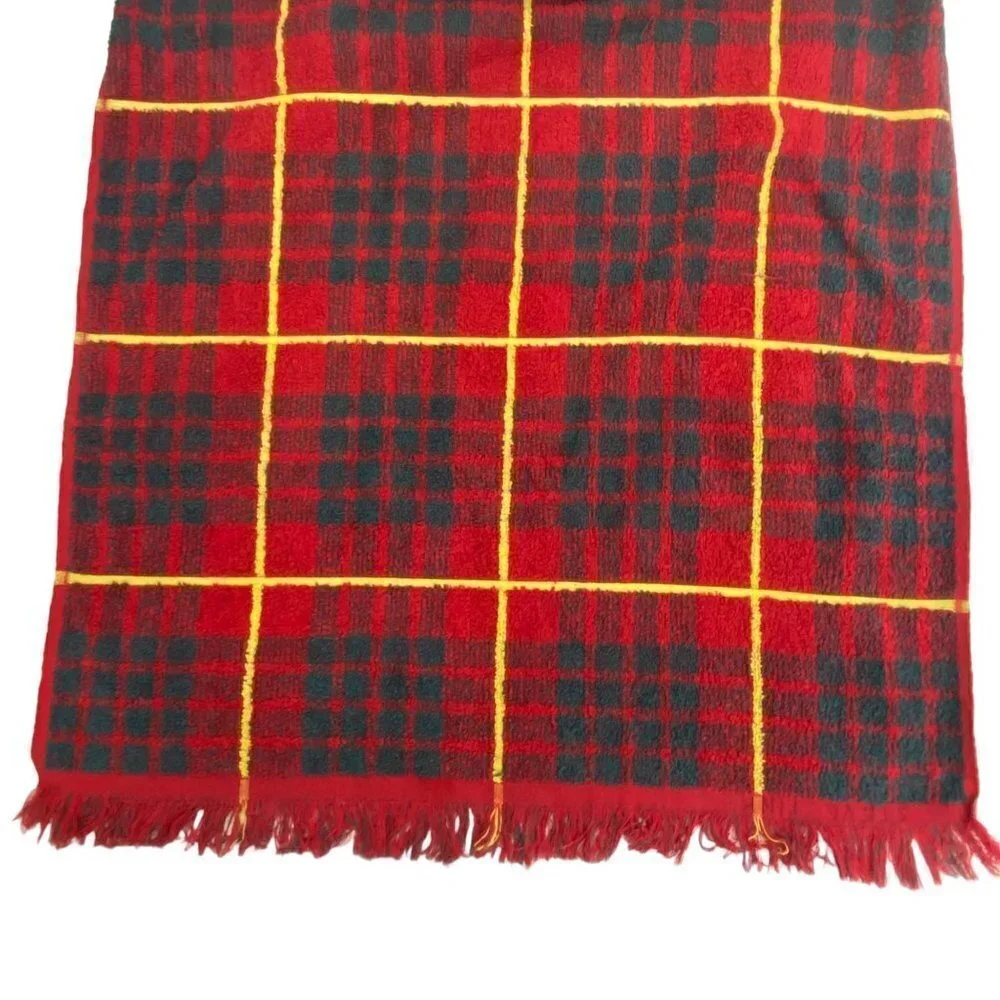 Vintage Plaid Towel Finley's Made in Scotland Holiday Red Green 21x38